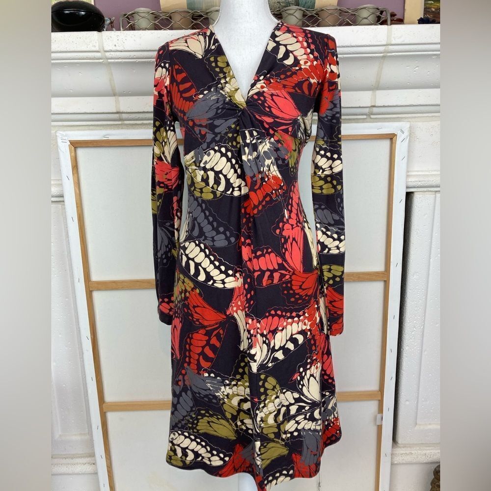CABi monarch butterfly bodycon dress hugs curves sexy neckline NWOT🌷
